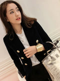 Huidianyin Long Sleeve Fashionable Elegant All-matchDouble Breasted Simple Single Breasted Classic Office Lady Temperament Coat