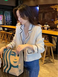 Huidianyin Women Blazer Casual Fashion Korean Vintage Elegant All-match Simple Soft Single-breasted Long Sleeve Street Office Lady Tops