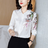 huidianyin Silk Women Shirts Woman Satin Blouses Tops Women Long Sleeve Shirts Woman Satin Silk Shirt Blusas Mujer De Moda 2023 XXL