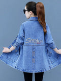 Huidianyin Denim Coats Women Long Sleeve Casual Fashion Turn Down Collar All-match Vintage Chic Jackets Coat Clothing New