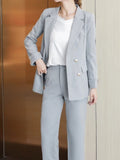 Huidianyin Women's Spring Elegant Blazer Pantsuits Office Vintage Casual Formal Business 2 Piece Set Female Fashion Workwear Trousers Suit