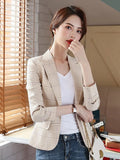 Huidianyin Suit Coat Women's Small Suit Women's Thin Pink Suit Small Western Style Plaid Casual