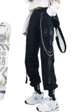 Huidianyin Spring New Streetwear Black 2 Piece Set Harajuku Loose Hooded Single Breasted Jacket+Handsome Cargo Pants Two Piece Outfits