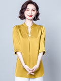 huidianyin Women's Blouse Fashion Solid Tops for Women Half Length Sleeve Top V-neck Loose 2023 Female Clothing OL Basic Sexy Blouse