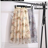 Huidianyin Floral Skirt Women 2023 Spring Summer Autumn Long Gauze Skirt High Waisted Grace Fashion Puff Skirts Elegant Mujer Printing