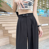 huidianyin Women Wide Leg Pants Spring Fashion Women's Pants Thin High Waisted Straight Casual Trousers Female Clothing Black Pants