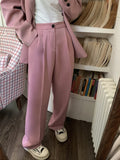 Huidianyin Women Casual Business Blazer Pantsuit Vintage Fashion Korean Suit Jackets Straight Pants 2 Pieces Female Chic Trousers Suit