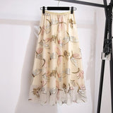 Huidianyin Floral Skirt Women 2023 Spring Summer Autumn Long Gauze Skirt High Waisted Grace Fashion Puff Skirts Elegant Mujer Printing