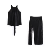 Huidianyin Tassel Slit Midi Skirt Woman Summer Black Long Skirts For Women Fashion 2023 High Waist Skirt Sets Elegant Women's Skirts