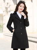 Huidianyin Women's Trench Coat Fashion All-match Single-breasted Fashion All-match Casual Simple Solid Color Fashionable Mid-Length Coat