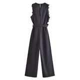 Huidianyin Ruffle Black Jumpsuit Women Elegant Long Jumpsuits Woman 2023 Sleeveless Party Summer Woman Jumpsuit New Women's Overalls