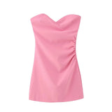 Huidianyin Pink Corset Dress Woman Off Shoulder Short Dresses For Women Strapless Backless Sexy Mini Dress 2023 Summer Party Dresses