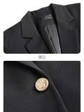 Huidianyin Women Office Lady Streetwear Korean Simple Elegant All-match Solid Long Sleeve Single Breasted Chic Lapel Collar Blazer New