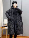 Huidianyin Winter Women 90% White Duck Down Long Jacket Hooded Casual Loose Warm Outwear Female Thick OverSize Puffer Coat