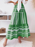 Huidianyin Fashion Bohemian Printed Sundress Women Elastic Waist Holiday Skirts 2023 Maxi Long Vestidos Oversized Casual A-line Robe