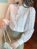 huidianyin White Lace Blouse and Shirt Autumn Women Tops Elegant Long Sleeve Blouse Women Blusas Mujer De Moda Lady Femme Shirts 19641 912