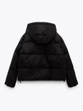 Huidianyin Padded Hood Puffer Jacket Waterproof Windbreaker Streetwear Loose Snow Warm Parka High collar Coat drawstring Outwear