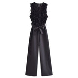 Huidianyin Ruffle Black Jumpsuit Women Elegant Long Jumpsuits Woman 2023 Sleeveless Party Summer Woman Jumpsuit New Women's Overalls