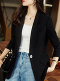 Huidianyin Women Solid Elegant Loose Simple Classic Fashionable Long Sleeve Temperament All-match Blazer Chic Clothing NEW