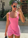 Huidianyin Sexy Solid Slim Bodysuit 2 Piece Matching Skirt Sets Summer Vacation Beach Streetwear Party Women Outfit For Wholesale