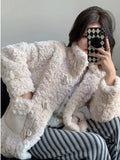 Huidianyin New Cotton Lamb Fur Thicken Sheepskin Coat Women Winter Faux Fur Mid Length Parka Jacket Outwear Winter Fluffy Overcoat