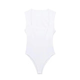 Huidianyin White Body Woman Sleeveless Bodysuit Women 2023 Wide Straps Bodycon Summer Tops Women Square Neck Sexy Body Lingerie