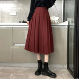 Huidianyin Women Elegant Harajuku High Waist A-line Solid Color Fashion Casual Korean Streetwear Basic All-match Soft Midi Skirts New 2023