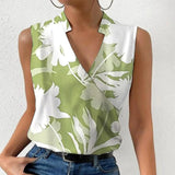 huidianyin 2023 Sleeveless Summer Tops V-Neck Print Tank Top Blusas Women Stylish Casual Loose Sexy Office Ladies Fashion New 26497 925