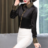 huidianyin Women Shirts and Blouses Embroidery Long Sleeve Blouse 2023 Fashion Elegant Women Clothing OL Luxury Shirt Silk Women Tops