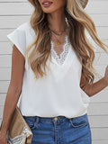 huidianyin Summer White Lace Blouse Women Casual Shirt Short Sleeve Elegant Tops Fashion Solid Loose 2023 Office Lady T-shirt 25021