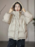 Huidianyin White Duck Down Jacket Women Lightweight Bodywarm Hooded Parka Loose New Women's Water-Resistant Hooded Puffer Coat