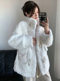 Huidianyin New Cotton Lamb Fur Thicken Sheepskin Coat Women Winter Faux Fur Mid Length Parka Jacket Outwear Winter Fluffy Overcoat