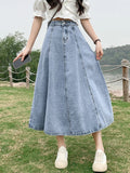 Huidianyin Women's A-Line Skirts Streetwear Loose Casual Jeans Summer Korean Style High Waist Sexy Split Classic Vintage Skirt New 2023