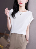 huidianyin Blouse for Women Short sleeve Womens Tops Loose Casual Blouse Cotton Summer Women's Clothing Solid OL Elegant Women Blouse