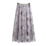 Huidianyin Floral Skirt Women 2023 Spring Summer Autumn Long Gauze Skirt High Waisted Grace Fashion Puff Skirts Elegant Mujer Printing