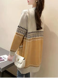 Huidianyin Coat Women's Cardigan Vintage V-neck Long-sleeved Loose Vintage Knitted Fashion Top New Korean Lazy Style