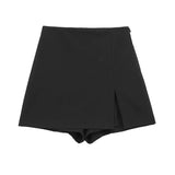 Huidianyin Black Skirt Shorts Women High Waist Summer Shorts Woman Fashion Streetwear Slit Skorts For Women Elegant Women's Shorts