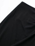Huidianyin Black Midi Skirt Woman Golden Buttons Long Skirts For Women Fashion 2023 High Waist Slit Skirt Elegant Women's Skirts