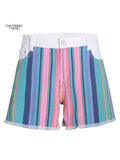 huidianyin Summer Color Denim Shorts Women Short Streetwear Short Vintage Striped Shorts High Street Colorful Loose Denim Short Pants