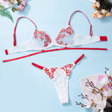 Huidianyin Fancy Lingerie Floral Embroidery Underwear Fully Transparent Lace Intimate Set Woman 2 Pieces Seamless Bra Outfits