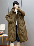 Huidianyin Winter Women 90% White Duck Down Long Jacket Hooded Casual Loose Warm Outwear Female Thick OverSize Puffer Coat