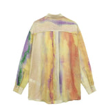 Huidianyin Tie Dye Long Shirt Women Semi Transparent Button Up Shirt Women Long Sleeve Top Female Loose Summer Blouses Woman 2023