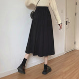 Huidianyin Women Elegant Harajuku High Waist A-line Solid Color Fashion Casual Korean Streetwear Basic All-match Soft Midi Skirts New 2023