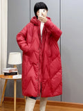 Huidianyin Winter Women 90% White Duck Down Long Jacket Hooded Casual Loose Warm Outwear Female Thick OverSize Puffer Coat