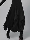 Huidianyin Women Casual Long Dress Autumn Cowl Neck Petal Hem Long Sleeve Casual Dress Party Slim Fashion Asymmetrical Vintage Dress