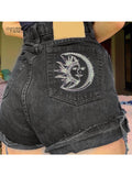 huidianyin Women Denim Shorts High Waist Shorts Fashion Women's Denim Shorts Pants Denim Shorts Streetwear Shorts black Boyfriend Style