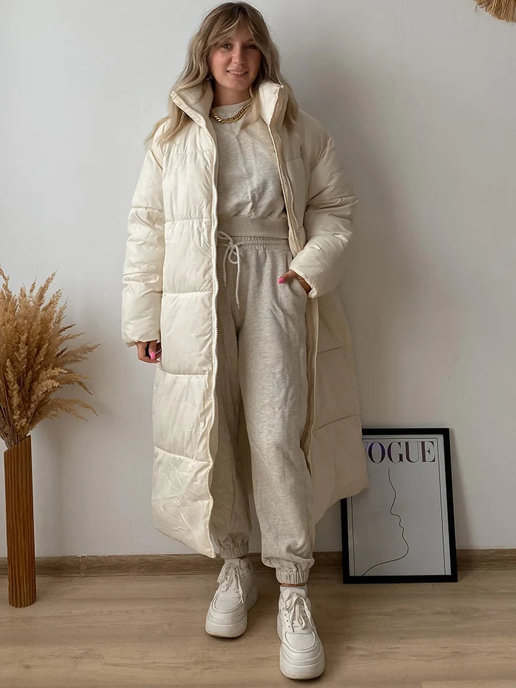 Huidianyin Warm Long Plus Size Snow Pocket Parka Thick Streetwear Oversize Maxi-Long Puffer Jacket Windbreaker Down Coats Outerwear