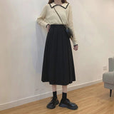 Huidianyin Women Elegant Harajuku High Waist A-line Solid Color Fashion Casual Korean Streetwear Basic All-match Soft Midi Skirts New 2023