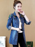 Huidianyin Denim Coats Women Long Sleeve Casual Fashion Turn Down Collar All-match Vintage Chic Jackets Coat Clothing New