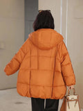 Huidianyin New Winter Women White Duck Down Jacket Hooded Warm Oversize Puffer Coat Female Casual Loose Parkas Pocket Outwear